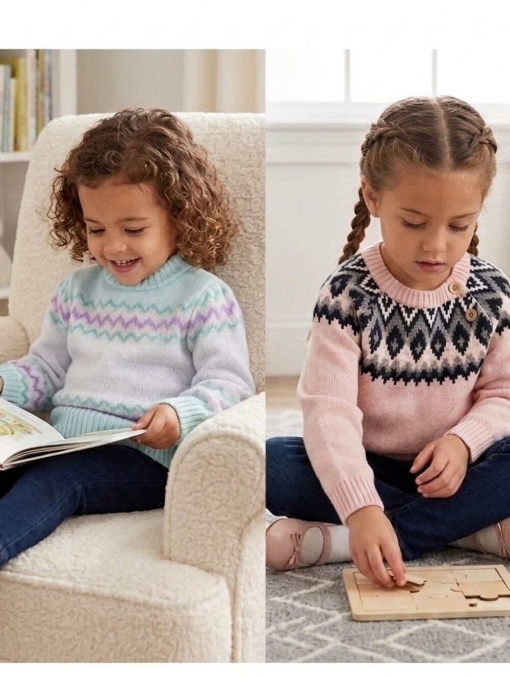 NWT Bundle Janie and Jack Pastel Fair Isle Sweater 2t 2 Items